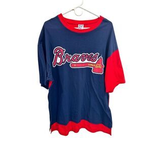 Vintage Atlanta Braves‎ Double-Sided Graphic T-Shirt XL Blue Multicolor Men's